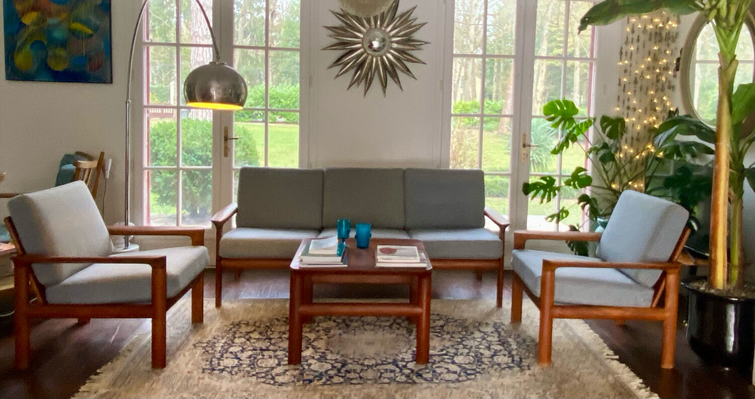 Danish teak three-seater sofa – 1960s