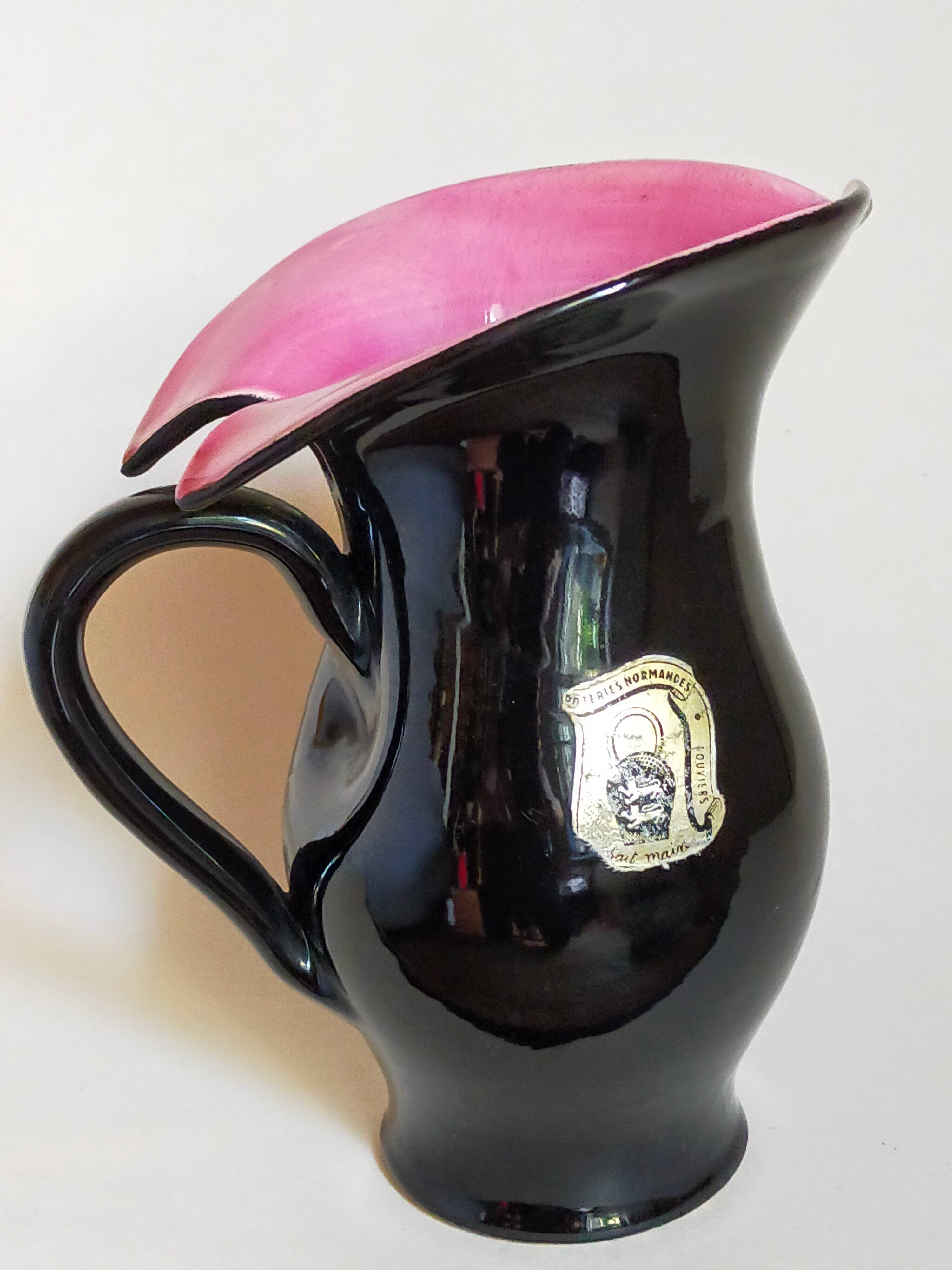 Bicolor pitcher of the Norman Potteries of Louviers 50s