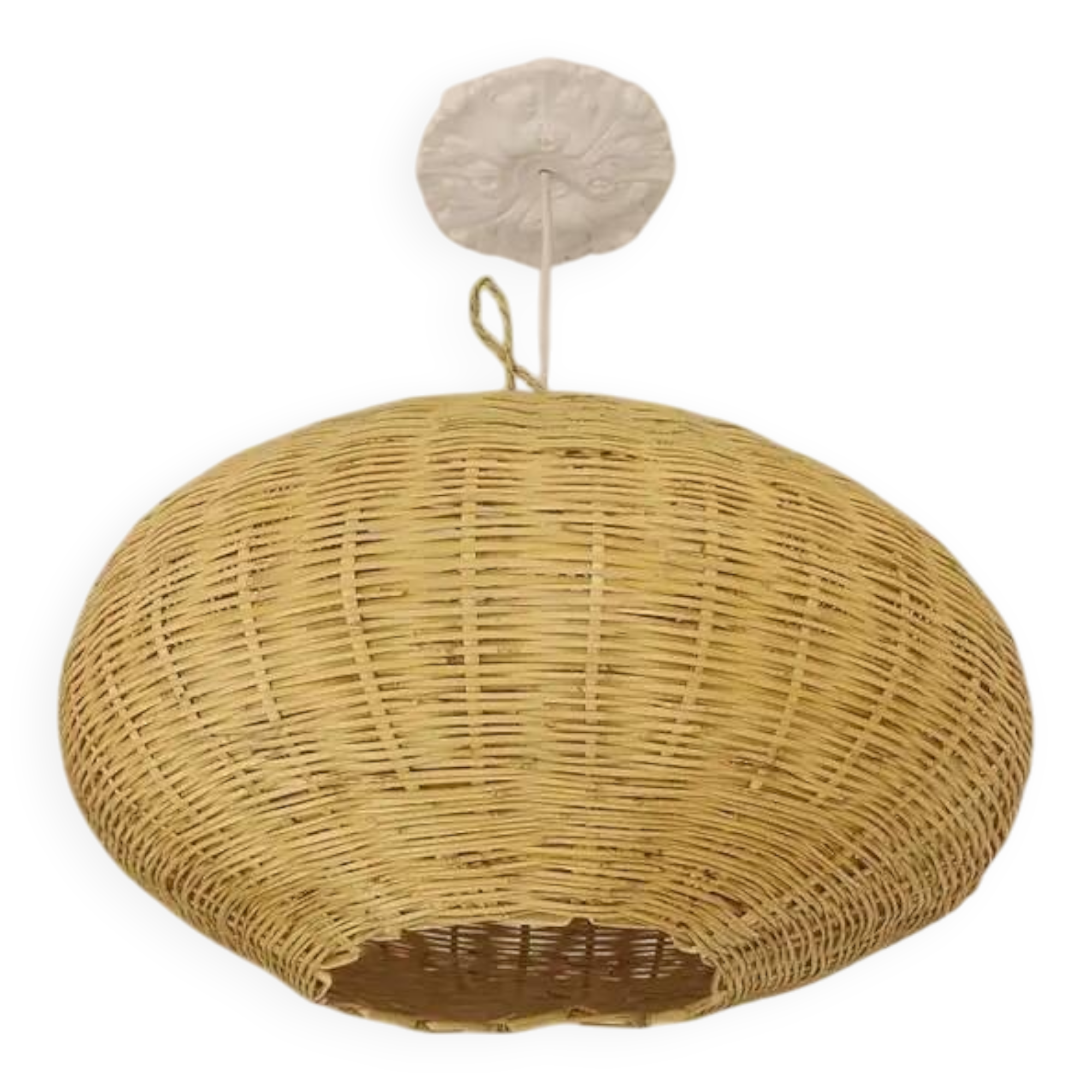Suspension Gabrielle en rotin tressé – 60×30 cm – fabrication artisanale marocaine