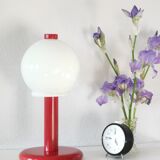Mushroom lamp in lacquered steel and opaline, bubble gum, space age, 1970