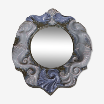 Petit miroir céramique sirènes art-déco