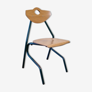 Chaise d'atelier design en acier tubulaire, vert empire, 82 cm