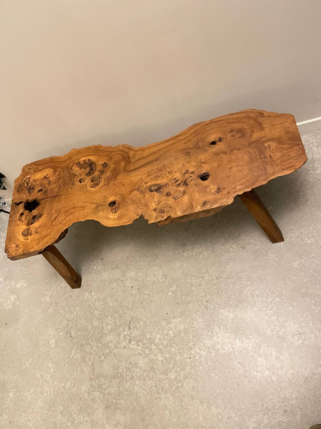 Raw wood coffee table