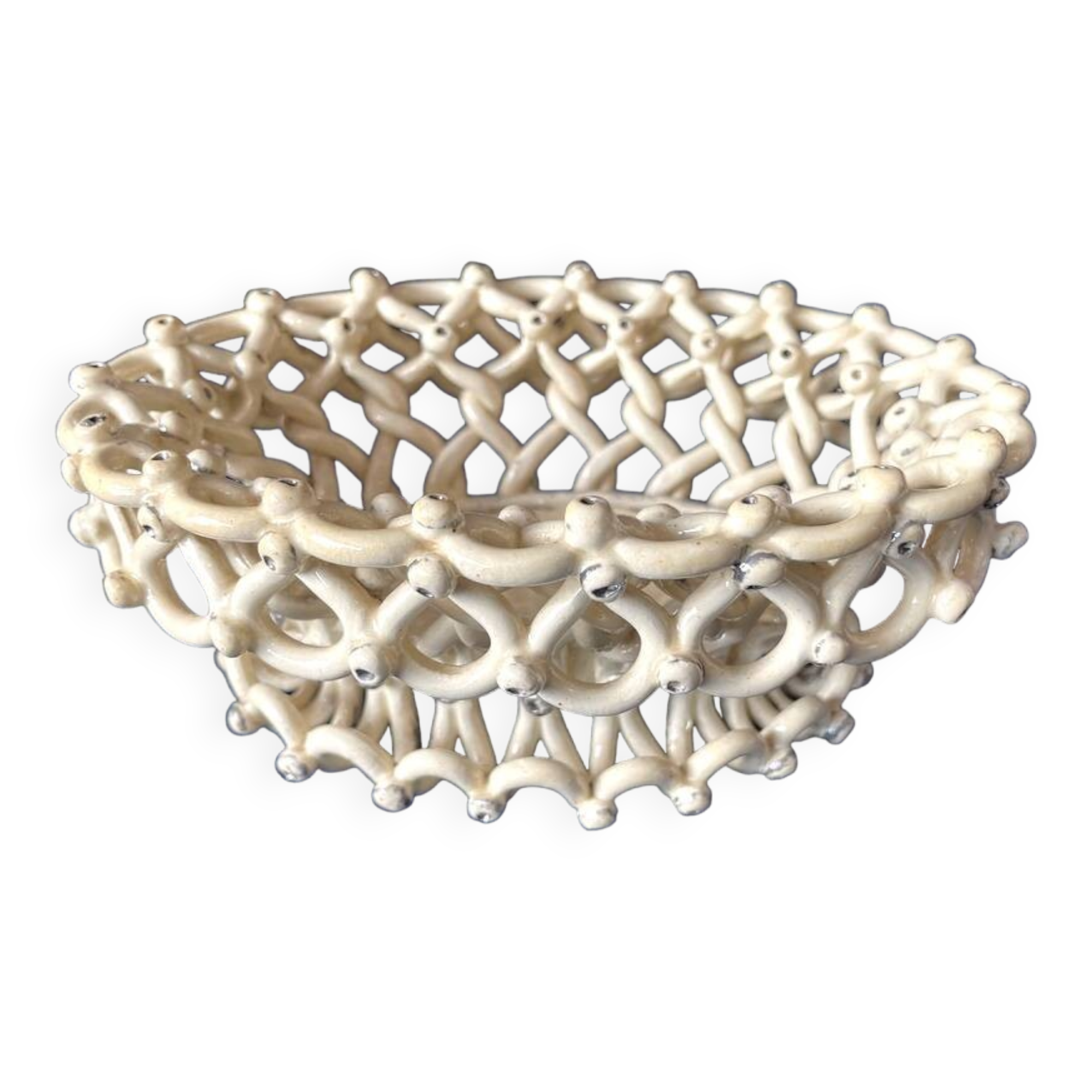 Basket or cup in langeais earthenware basketwork