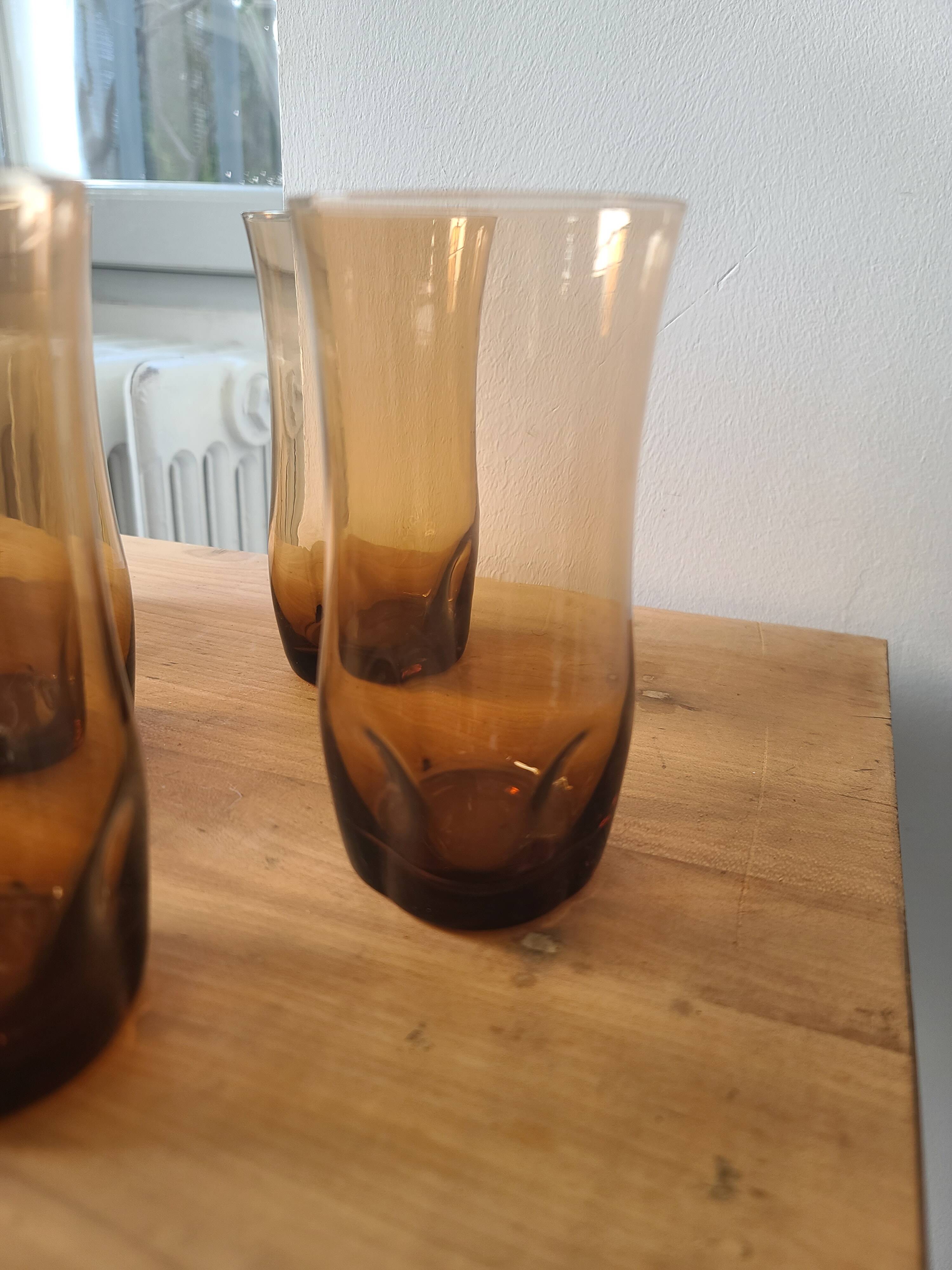 Service de Verres Vintage Ambrés (Carafe + Gobelets) #PIMR