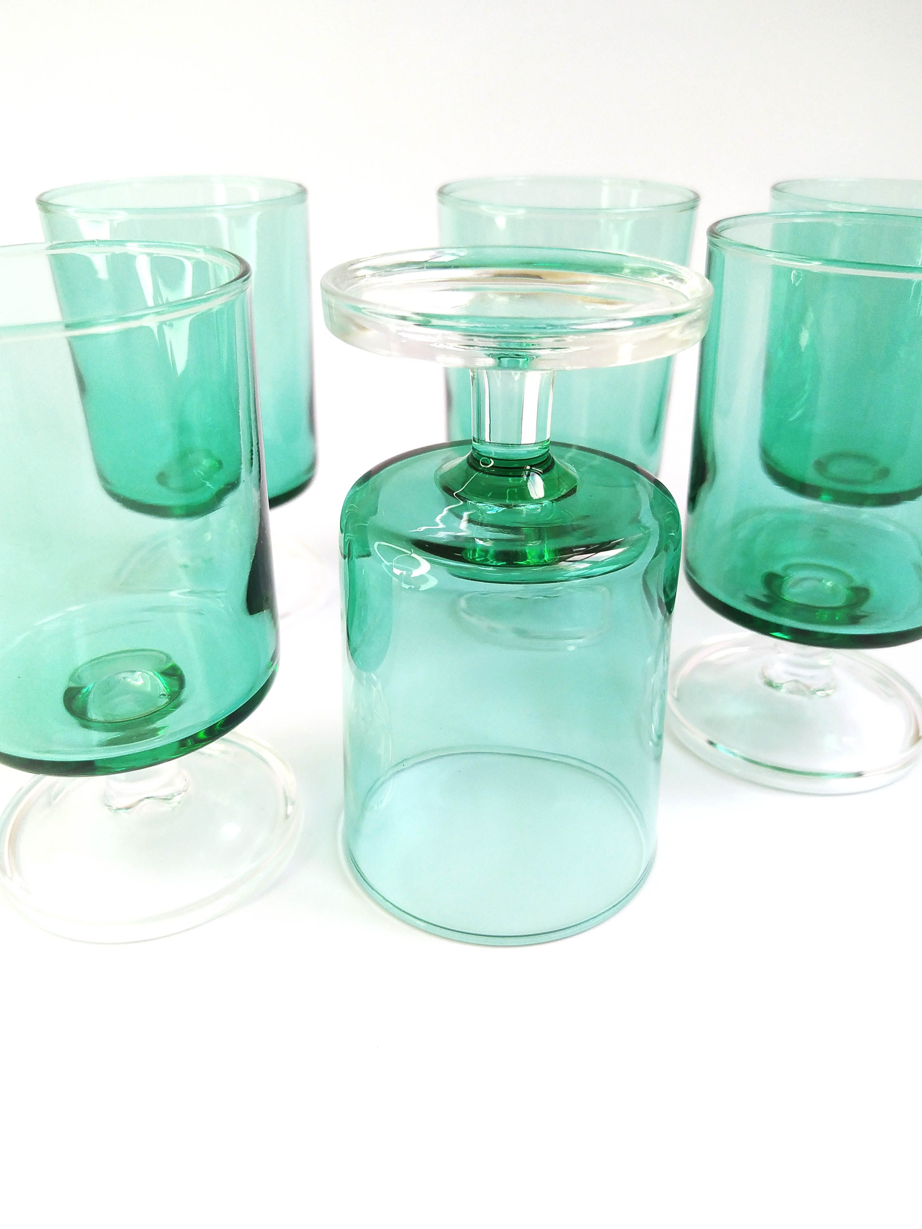 Lot de 6 verres à vin blanc modèle cavalier vintage