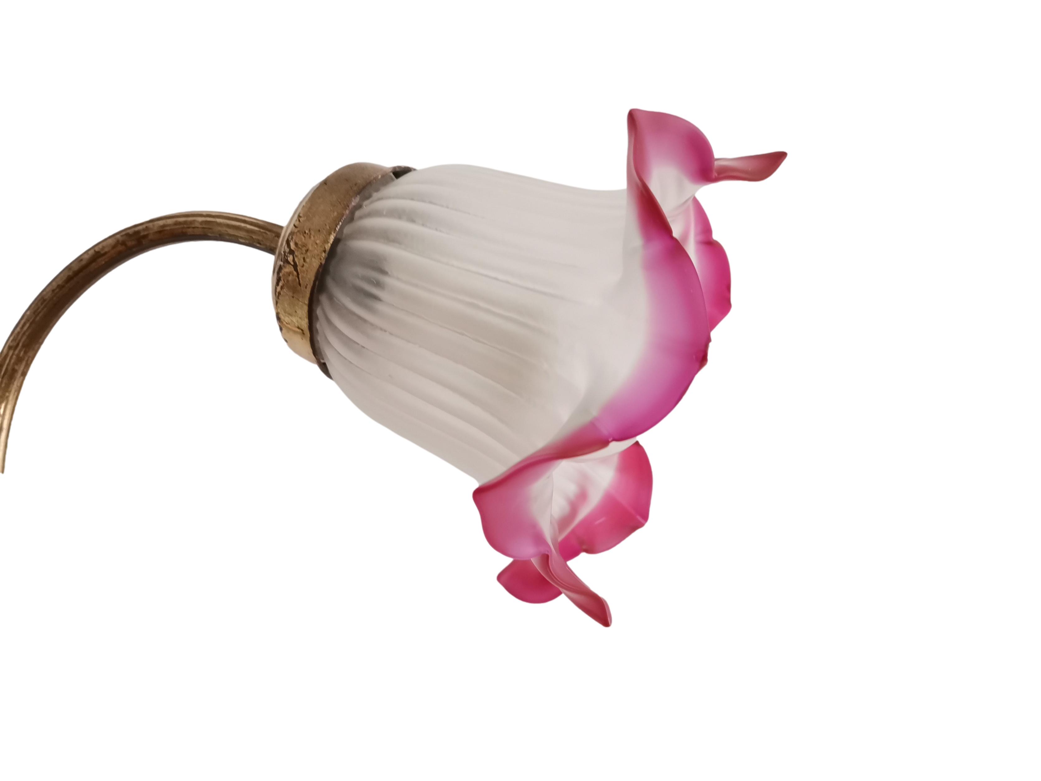 Art Nouveau 1930s brass and frosted glass table lamp