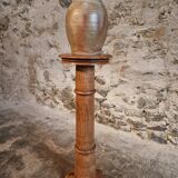 Ancient French pedestal in elm – Stand from the early 1900s