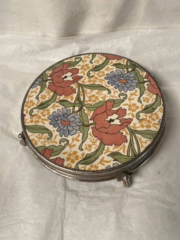 Dessous de plat en faïence Sarreguemines motif art deco