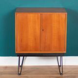 Armoire à disques rétro en teck des années 1960 sur pieds en épingle à cheveux