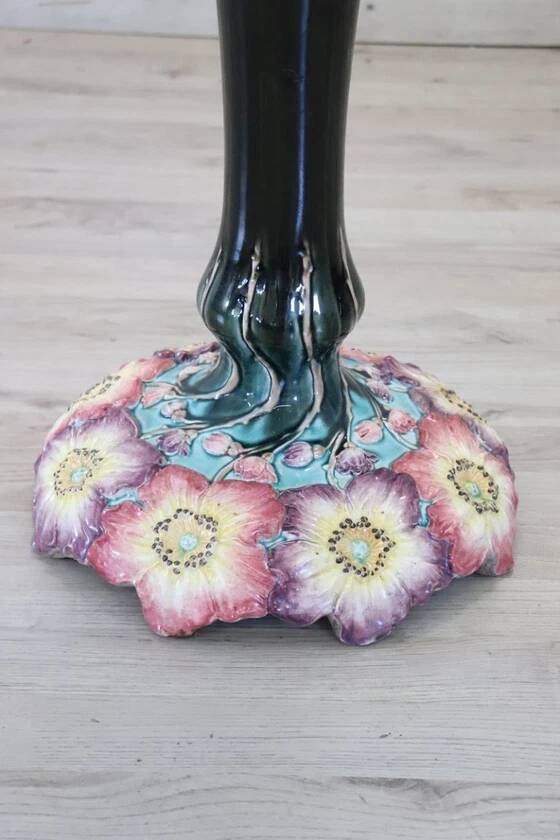 Art Nouveau ceramic vase with column, Italy early 20th century