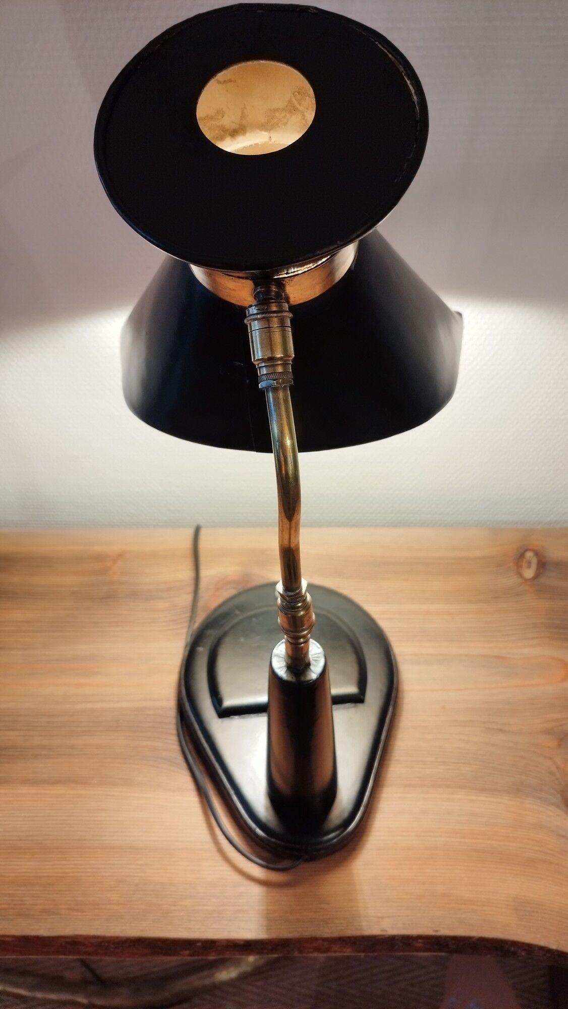 Leather-wrapped Lancel lamp