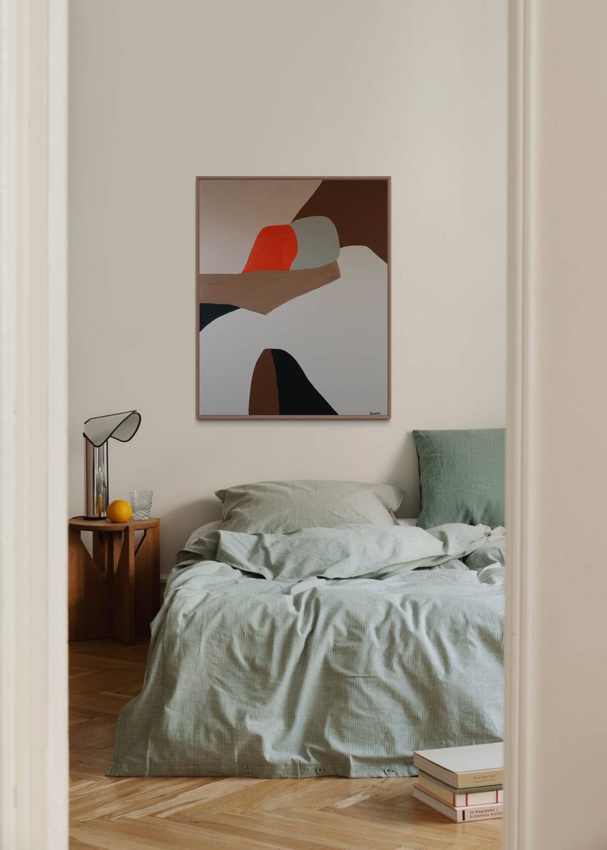 Abstract minimalist couple "in your arms" 100x80cm