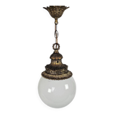 Vintage - Hollywood Regency style - pendant lamp - globe lamp - gold plated