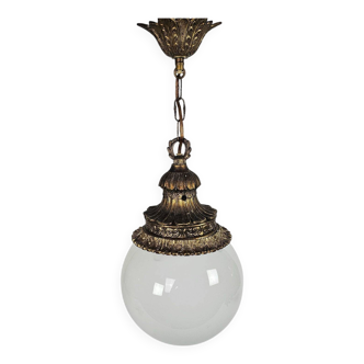 Lampe suspension vintage style Hollywood Regency - lampe globe - plaquée or