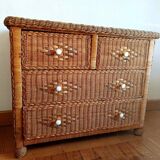 Vintage rattan chest of drawers 1970