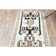 1970s Turkish Oushak Handmade Wool Cotton Beige Runner Rug 99x300