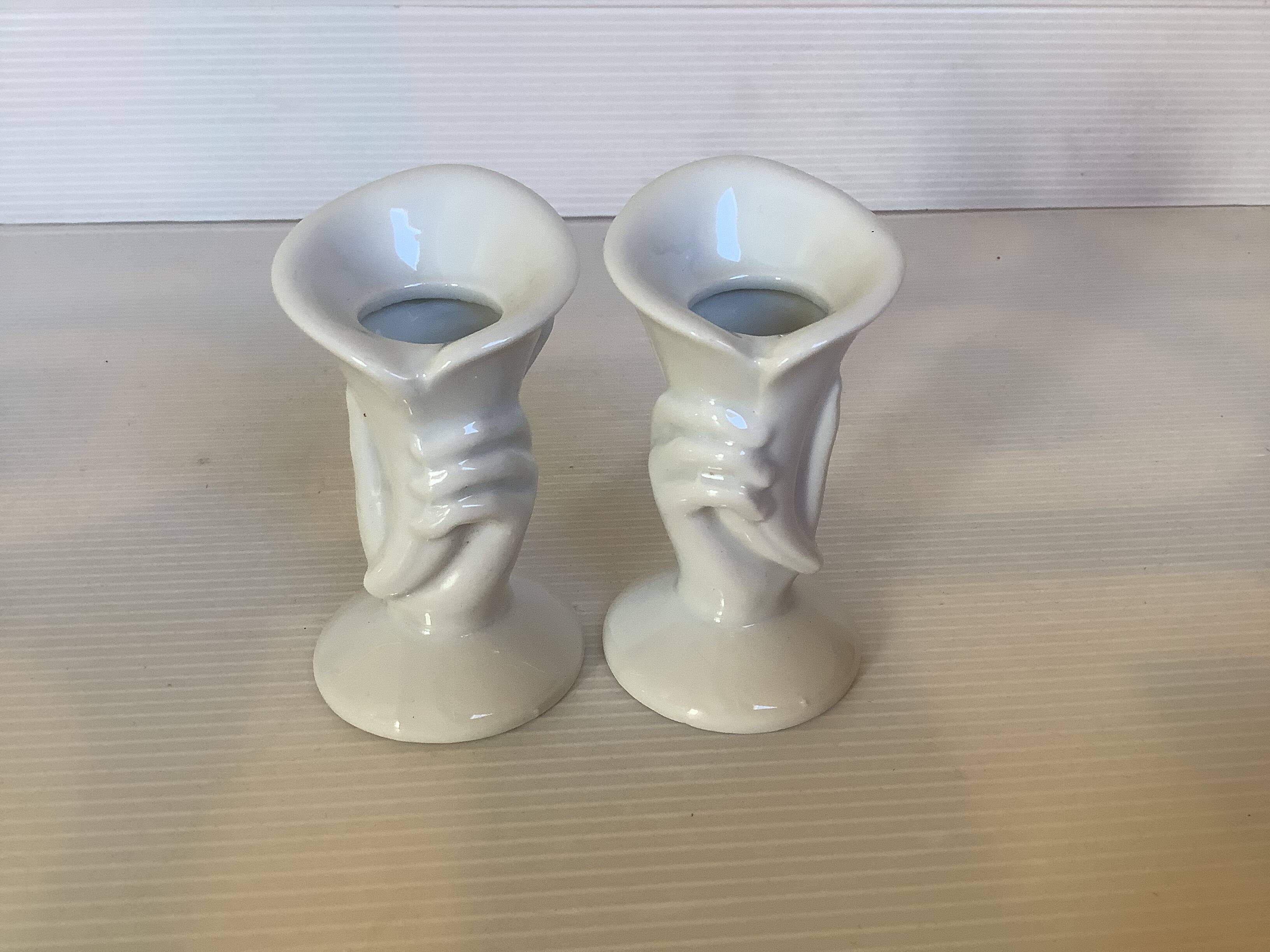 Pair of mini hand candle holders