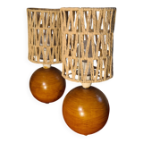 pair of Scandinavian style bedside lamps, vintage design, 30x12 balls