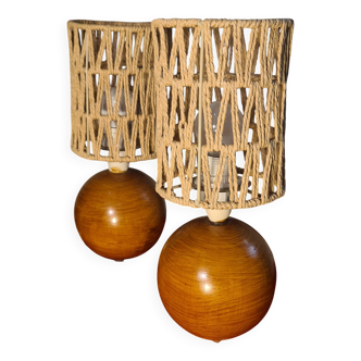 pair of Scandinavian style bedside lamps, vintage design, 30x12 balls