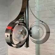 Vintage Space Age chrome and glass chandelier from the 1970s.