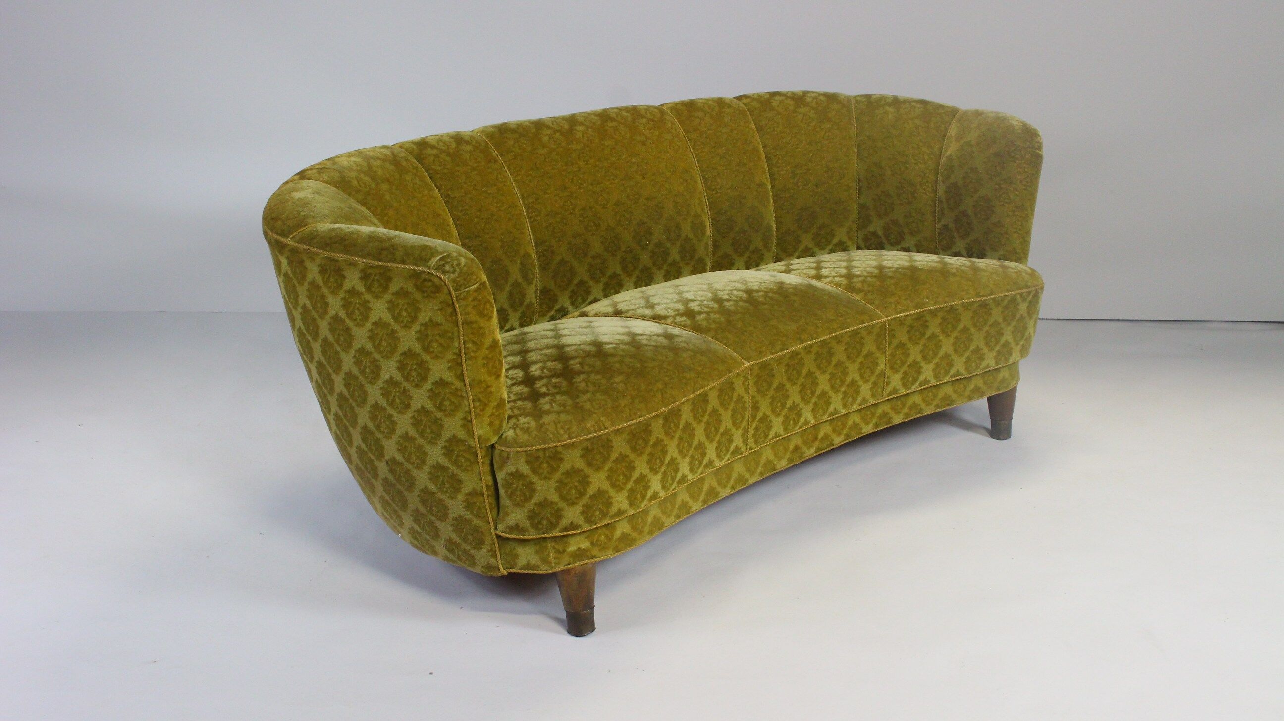 1950s Mid Century Gold Banana Sofa, Denmark