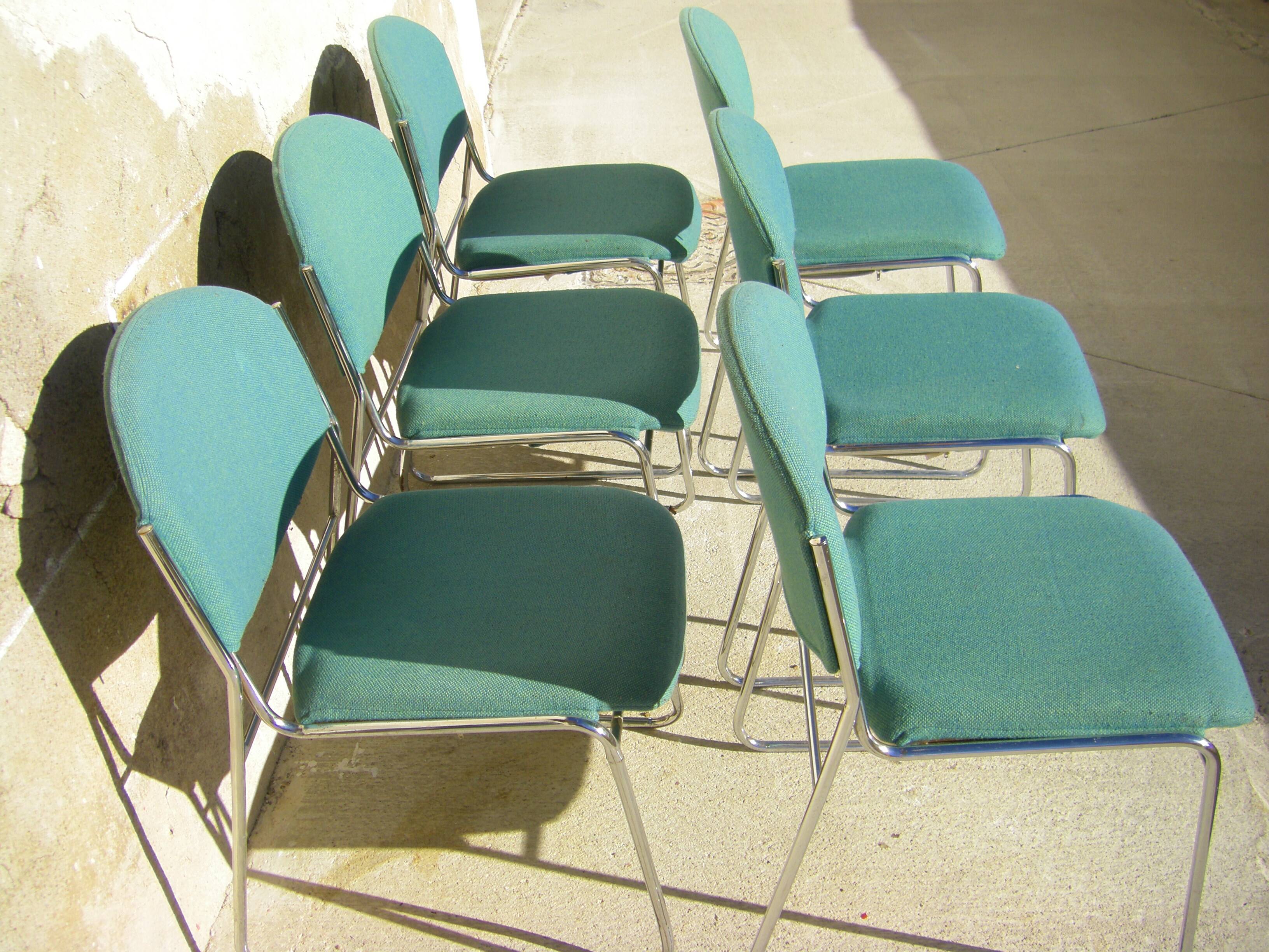 Set of six stackable vintage chairs