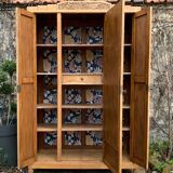 Parisian art deco wardrobe in solid raw oak, removable