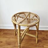 Vintage rattan stool in retro bohemian style - 1950s/1960s -