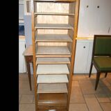 Old solid wood curtained filing cabinet with its key