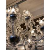 Contemporary "ca rezzonico" with flowers and leaves murano glass chandelier