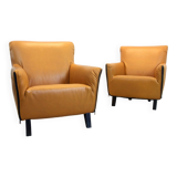 Artifort F330 ‘Cordoba’ Lounge Chairs in Soft Ochre Leather by Gerard van den Berg