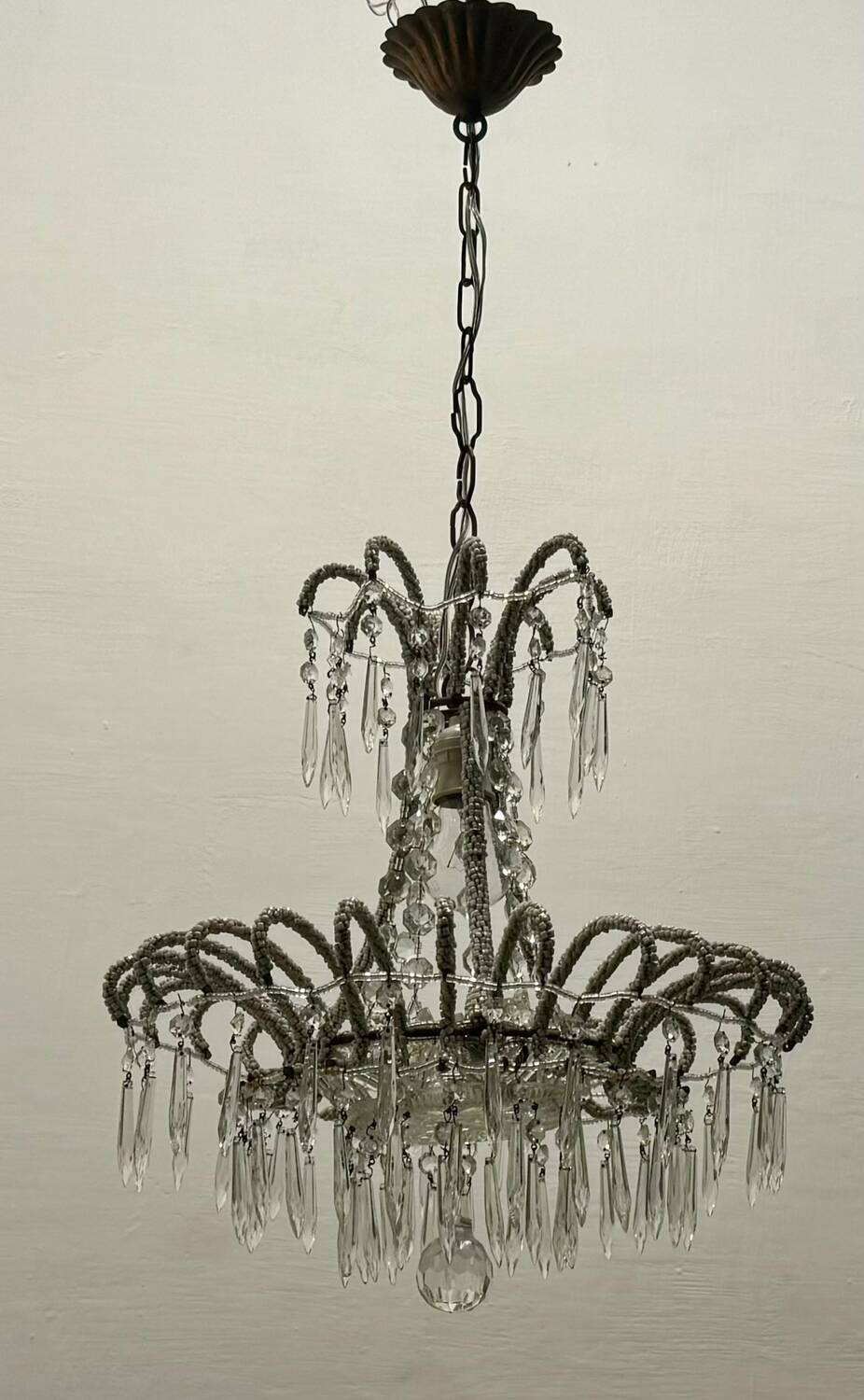 Vintage Italian Crystal Beaded Light Pendant 1960’s