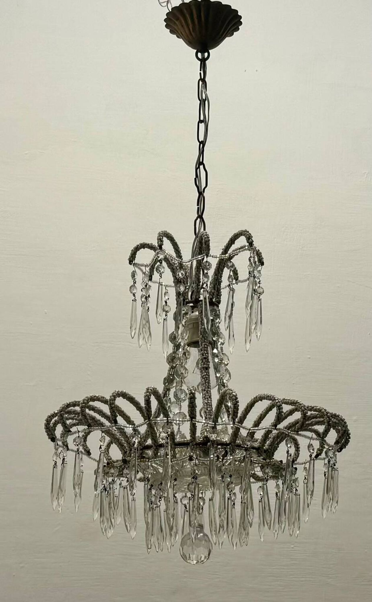 Suspension vintage en perles de cristal italiennes des années 1960