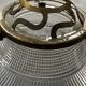 Suspension in holophane striated glass and brass support - art-deco period