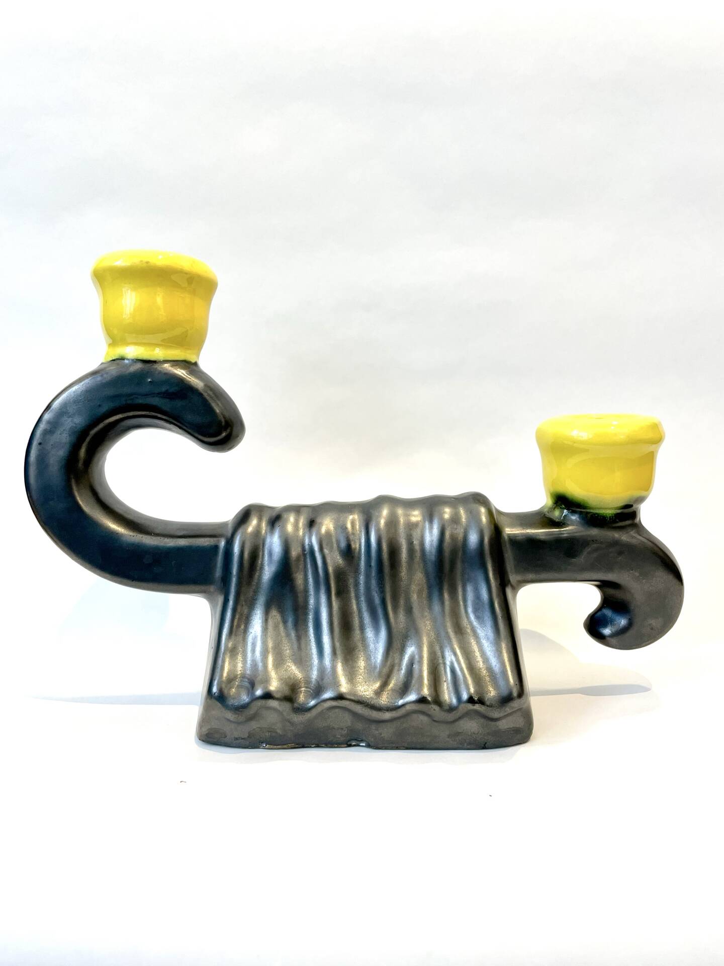 Iridescent ceramic candlestick, Mid-Century
