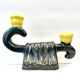 Iridescent ceramic candlestick, Mid-Century