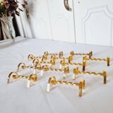 12 Vintage Cutlery Holders or Knife Holders in Gold Metal