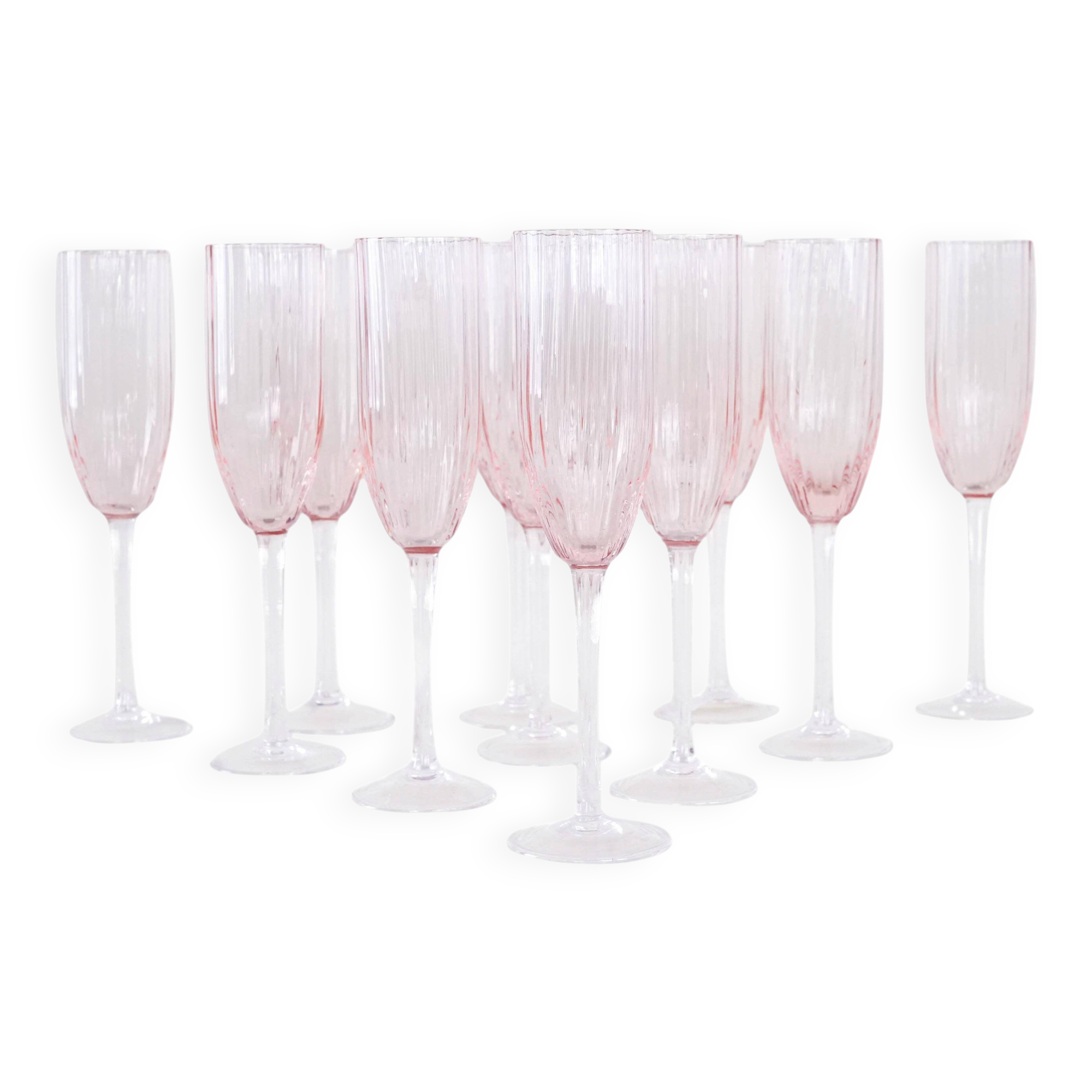Set of Prosecco glasses, French design, 1970s, made in France