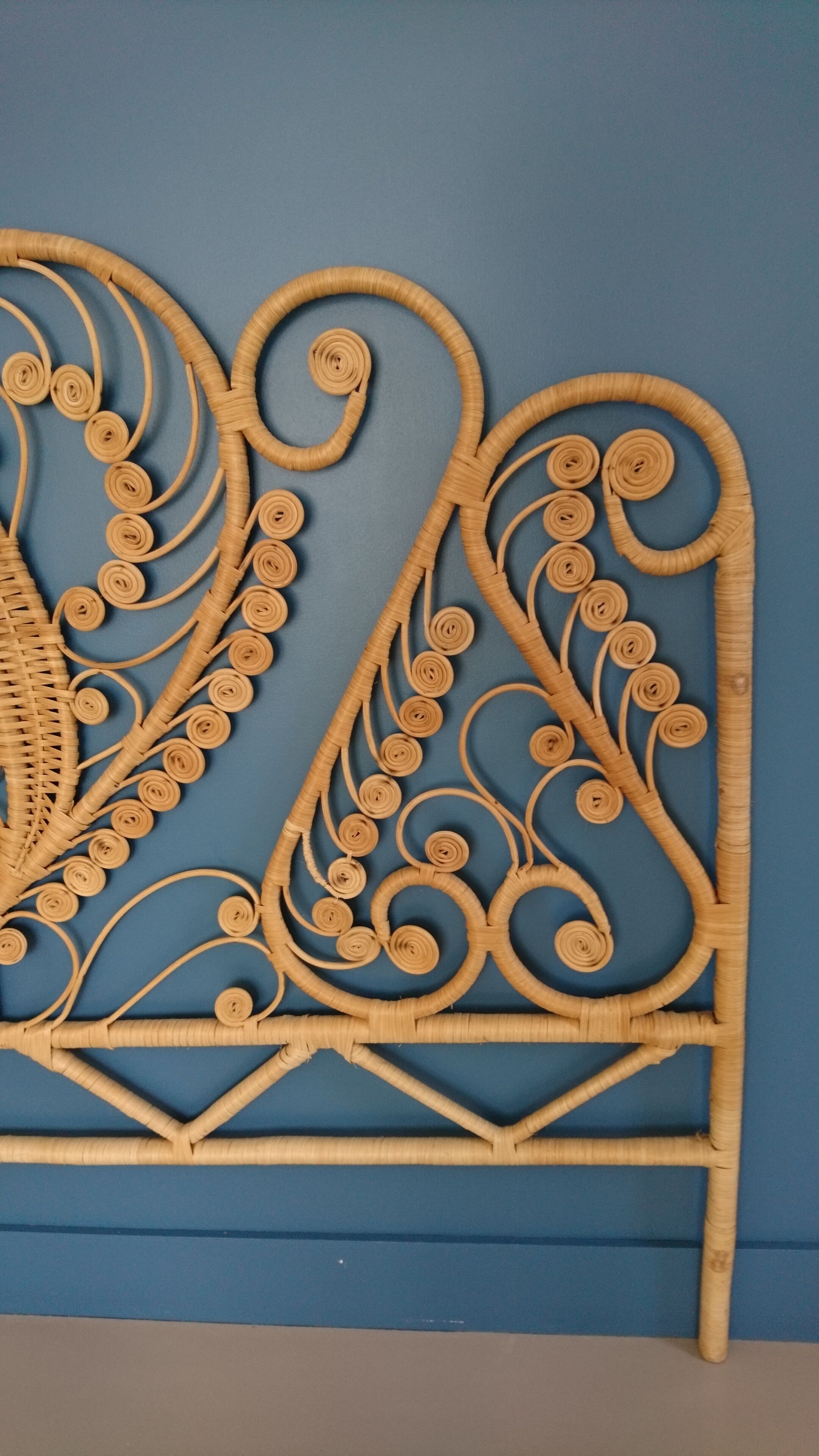 Peacock headboard rattan