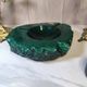 Vintage 70's Desk Set in Green Alabaster Malachite - 3 Pieces - Ita