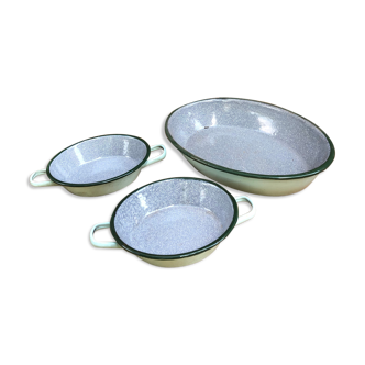 Set of 3 dishes in enamel