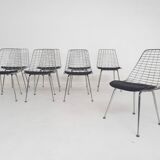 Set of 8 Mid-century wire chairs The Netherlands 1950's