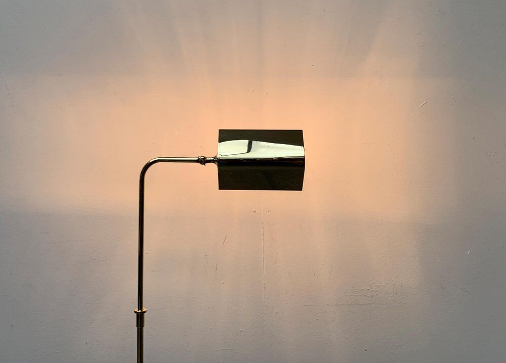 Vintage Hollywood Regency floor lamp in German brass by Florian Schulz.