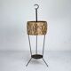 Mid-Century Umbrella Stand in Iron and Brass with Neoclassical Relief, Ital