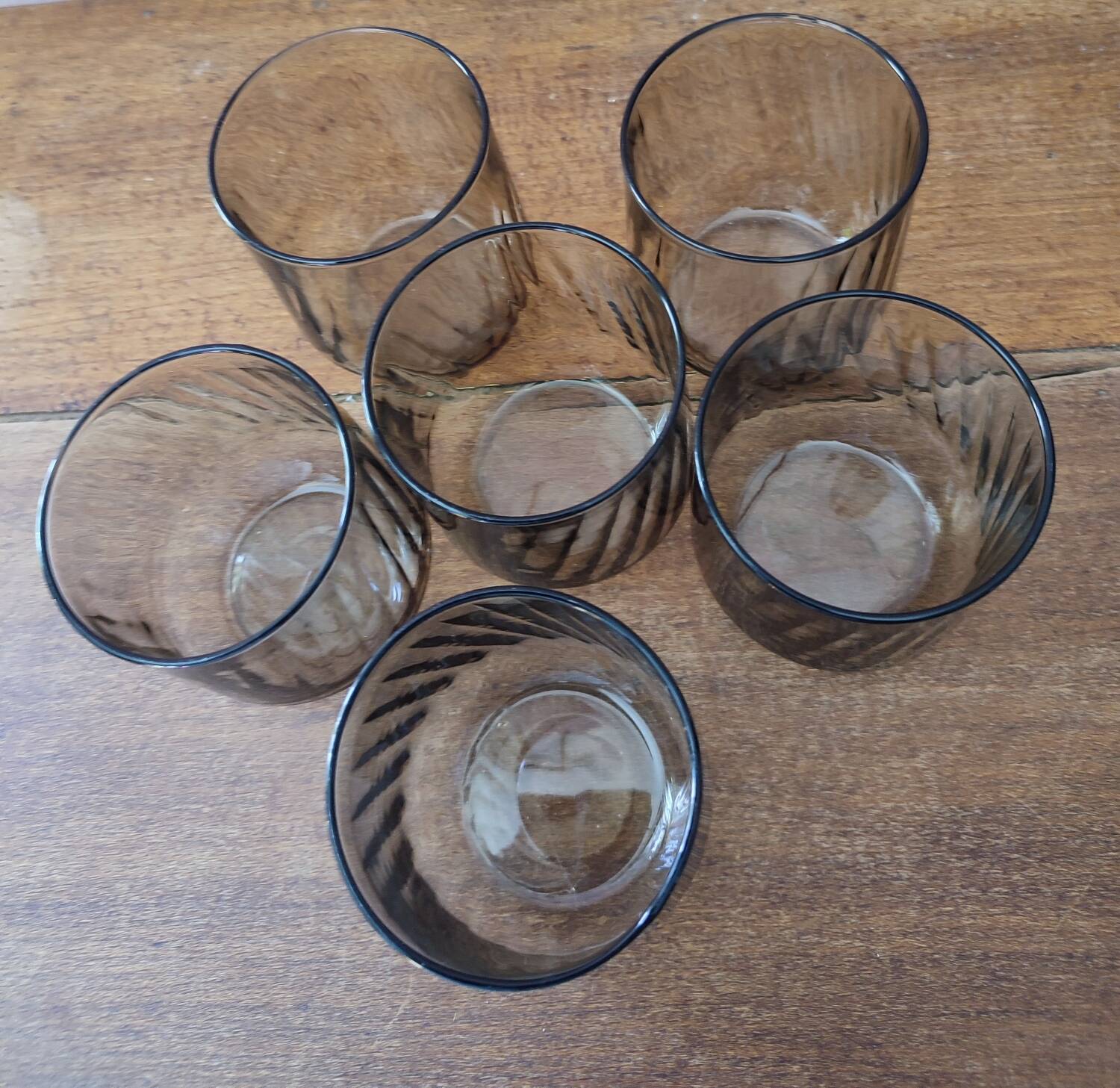 6 amber glass glasses