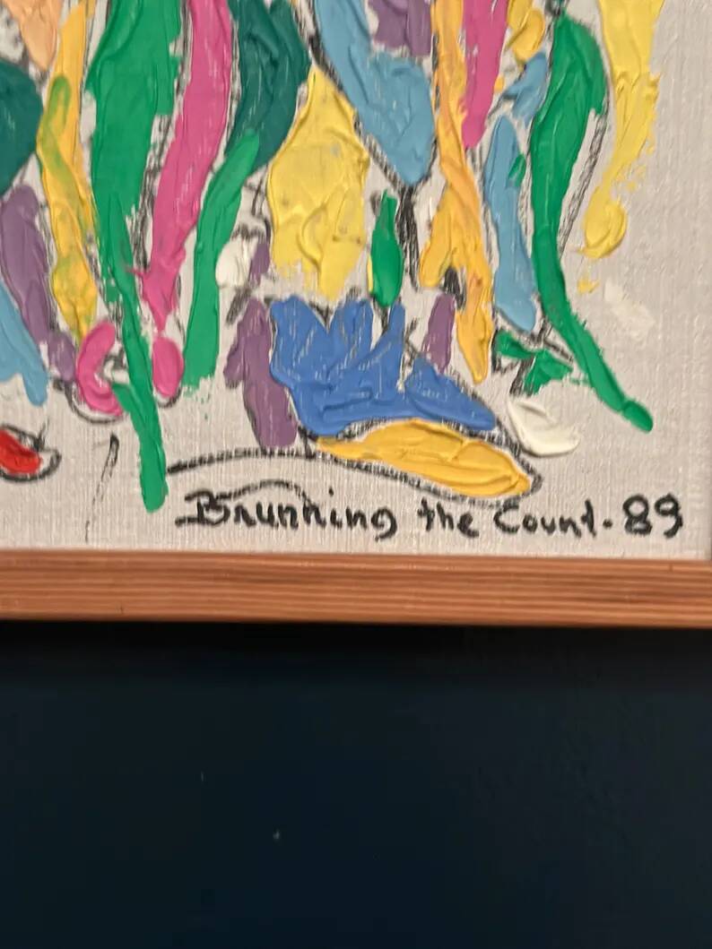 Original Swedish Oil on Canvas – “Brunning the Count ” by Leif Brünning – Dated 1989 – Vintage & Framed