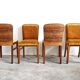 Set de 4 chaises Art Déco en placage de racine de noyer, velours