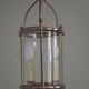 French vintage silver finished brass cylindrical glass 2 light hall lantern 3929