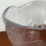 Large vintage Swedish glass bowl with floral decoration by Ann Wärff for Kosta Boda, 1970s.